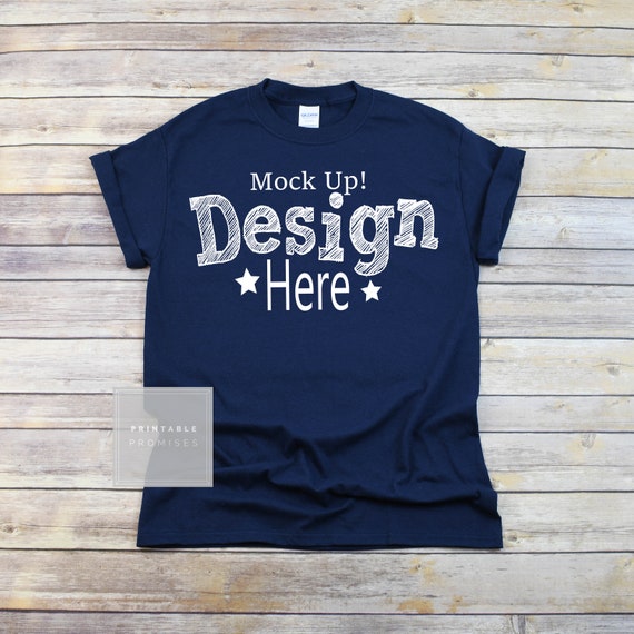 Download Gildan 500 Navy T Shirt Mockup Navy Mockup Shirt Gildan Etsy