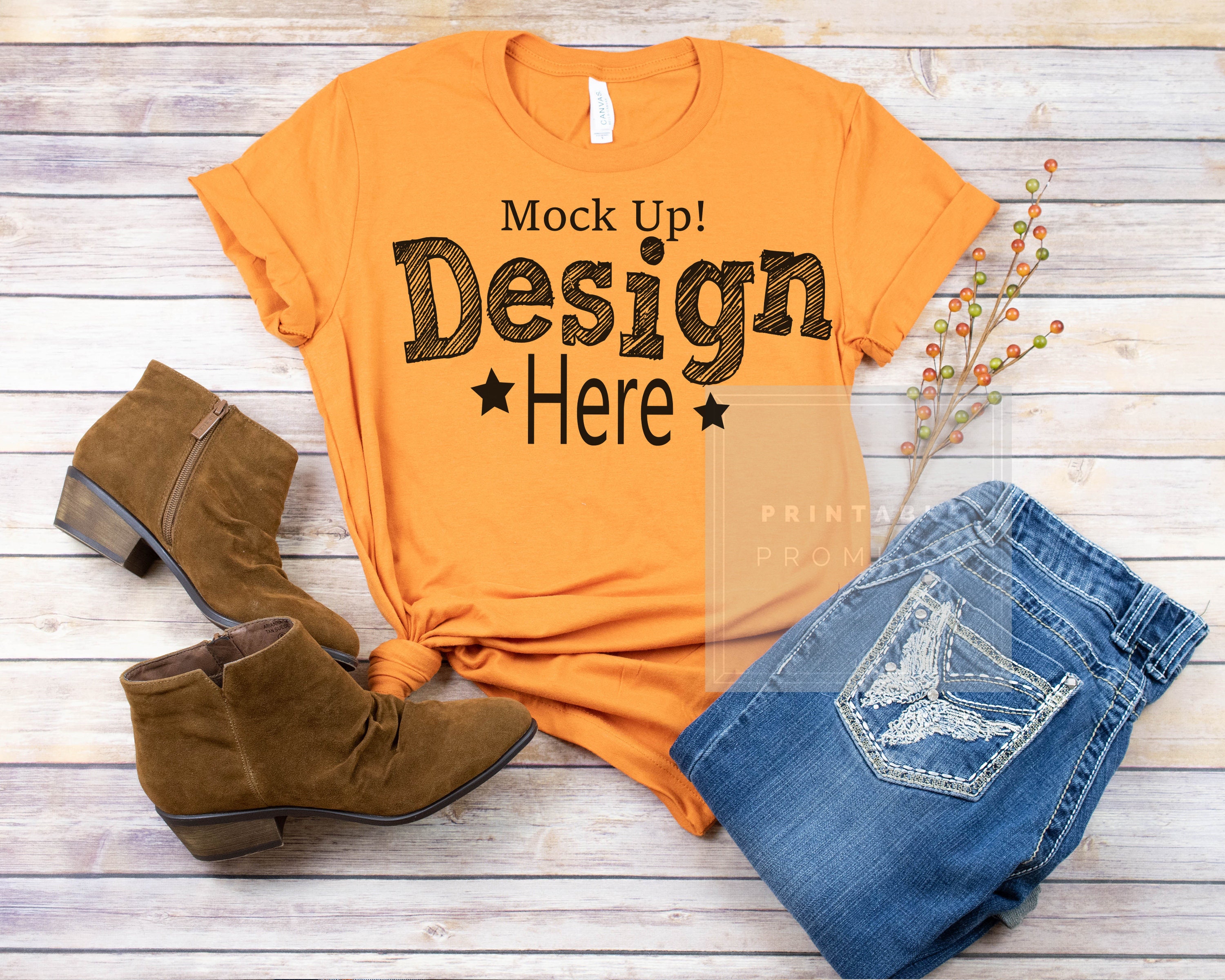 Download Bella Canvas Unisex 3001 Burnt Orange Fall T Shirt Mock-up ...