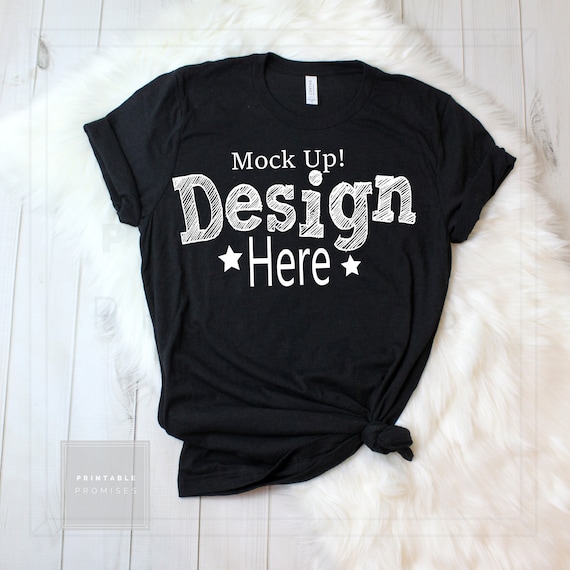 Download Heather Black T Shirt Mockup Bella Canvas Shirt Mock Up T Etsy