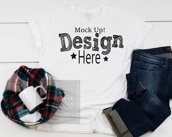 Christmas White Shirt Mockup Bella Canvas 3413 White Triblend Etsy