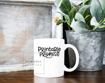 White Coffee Mug Mockup Photo, Print Display (Digital Download)