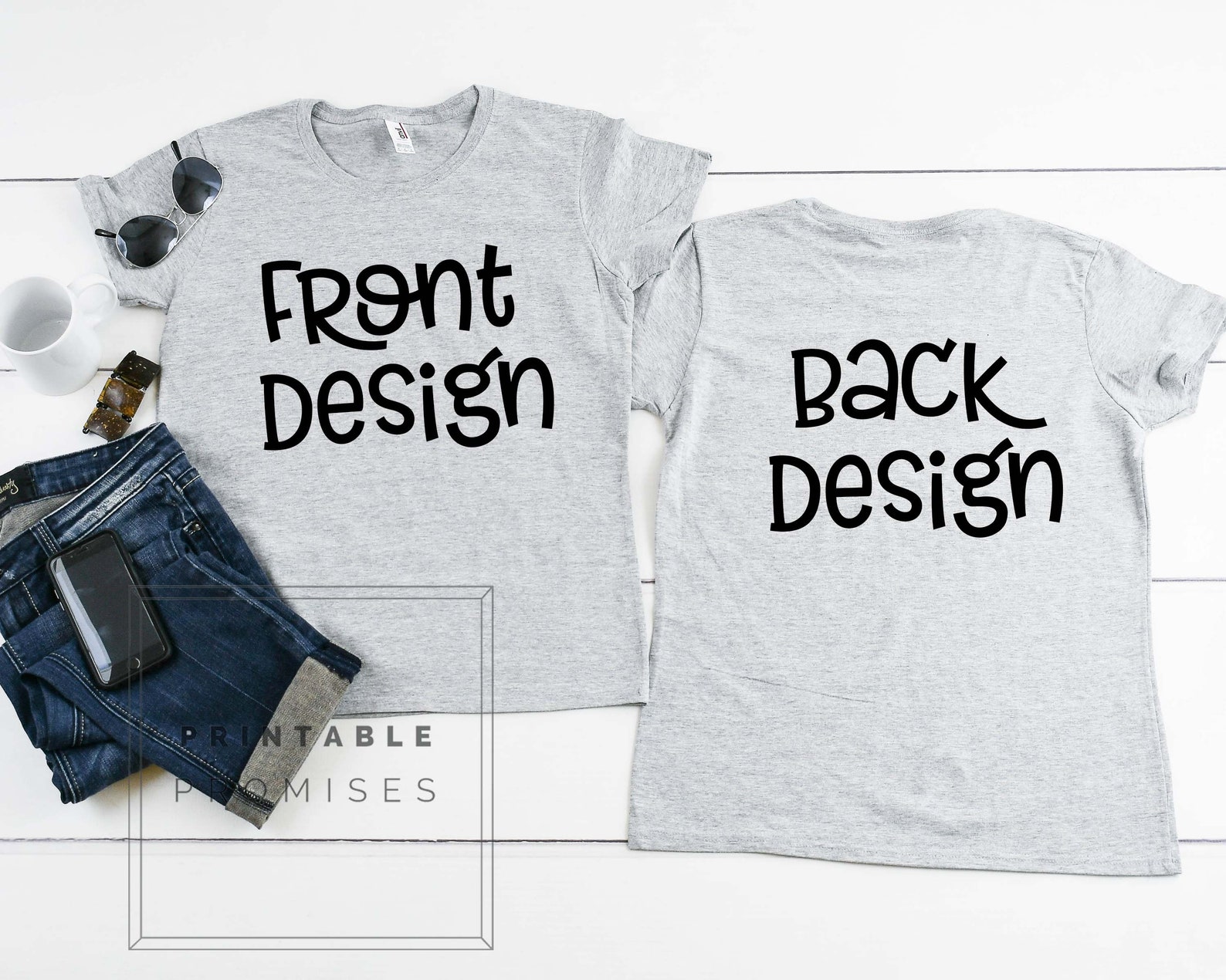 Download Anvil 780L Heather Grey Shirt Mock up Front Back Shirt ...
