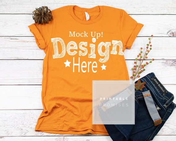 Bella Canvas Unisex 3001 Orange Shirt Mockup Orange Fall T Etsy