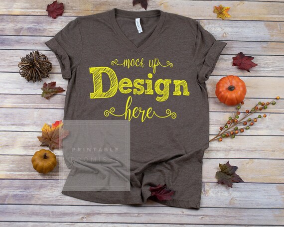 Bella Canvas Unisex Heather Brown Fall T Shirt Mockup Shirt Etsy