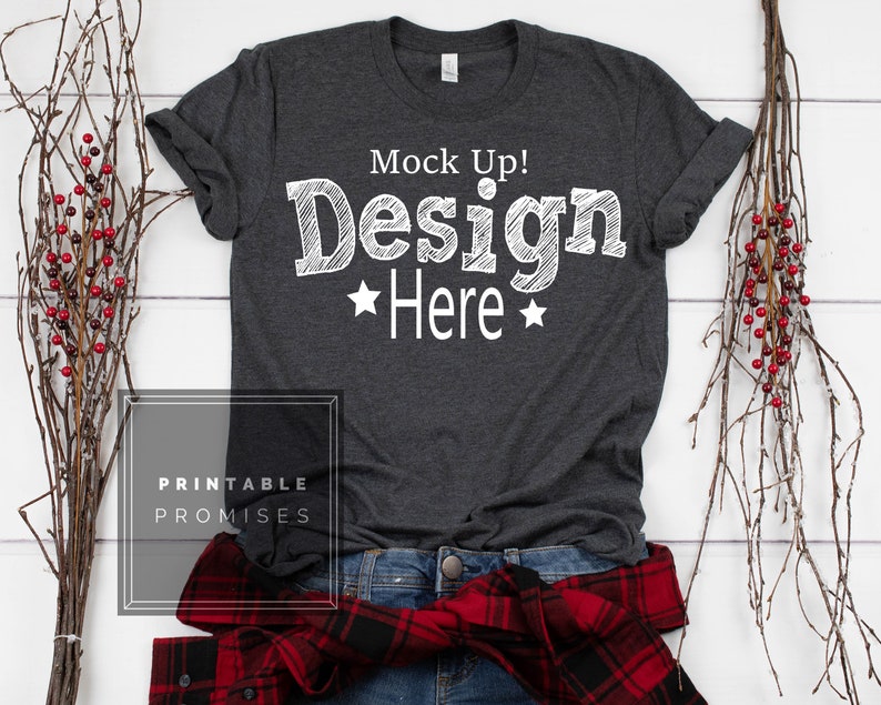 Download Bella Canvas 3001 Unisex Dark Grey Heather T Shirt Mock Up ...