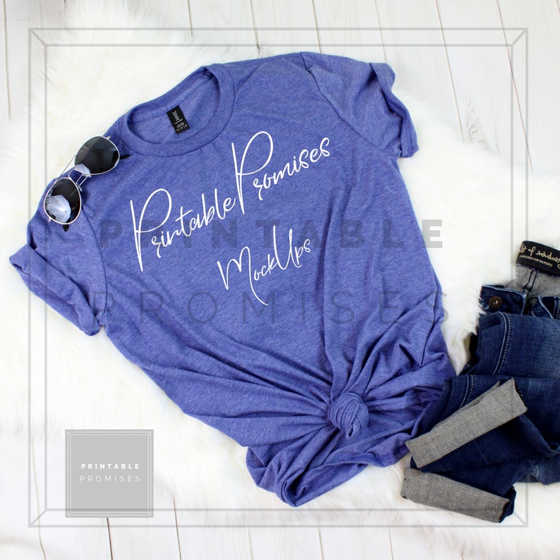 Download Blue T Shirt Mock Up Anvil Heather Blue 980 Mock Up Shir | Etsy