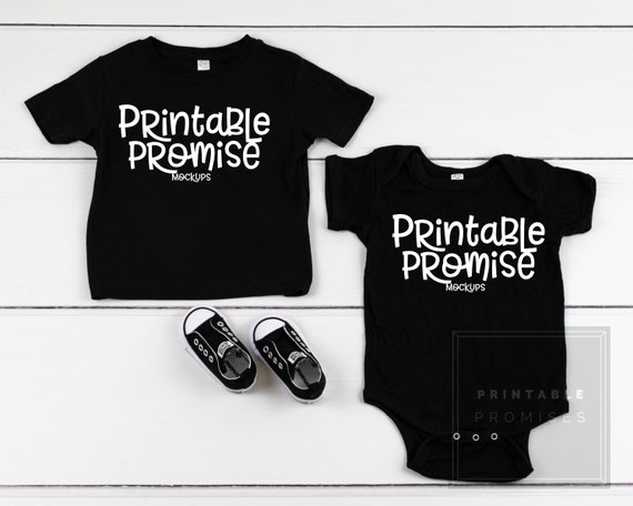 Blank Black Toddler Shirt And Baby Bodysuit Mockups Rabbit Etsy