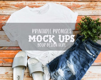 Bella Canvas 3001 Weiß T-Shirt Mockup (Instant Download)