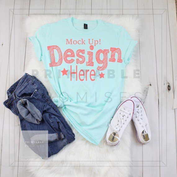 Anvil 980 Teal Ice T Shirt Mock Up Anvil Mock Ups Anvil Mock Etsy