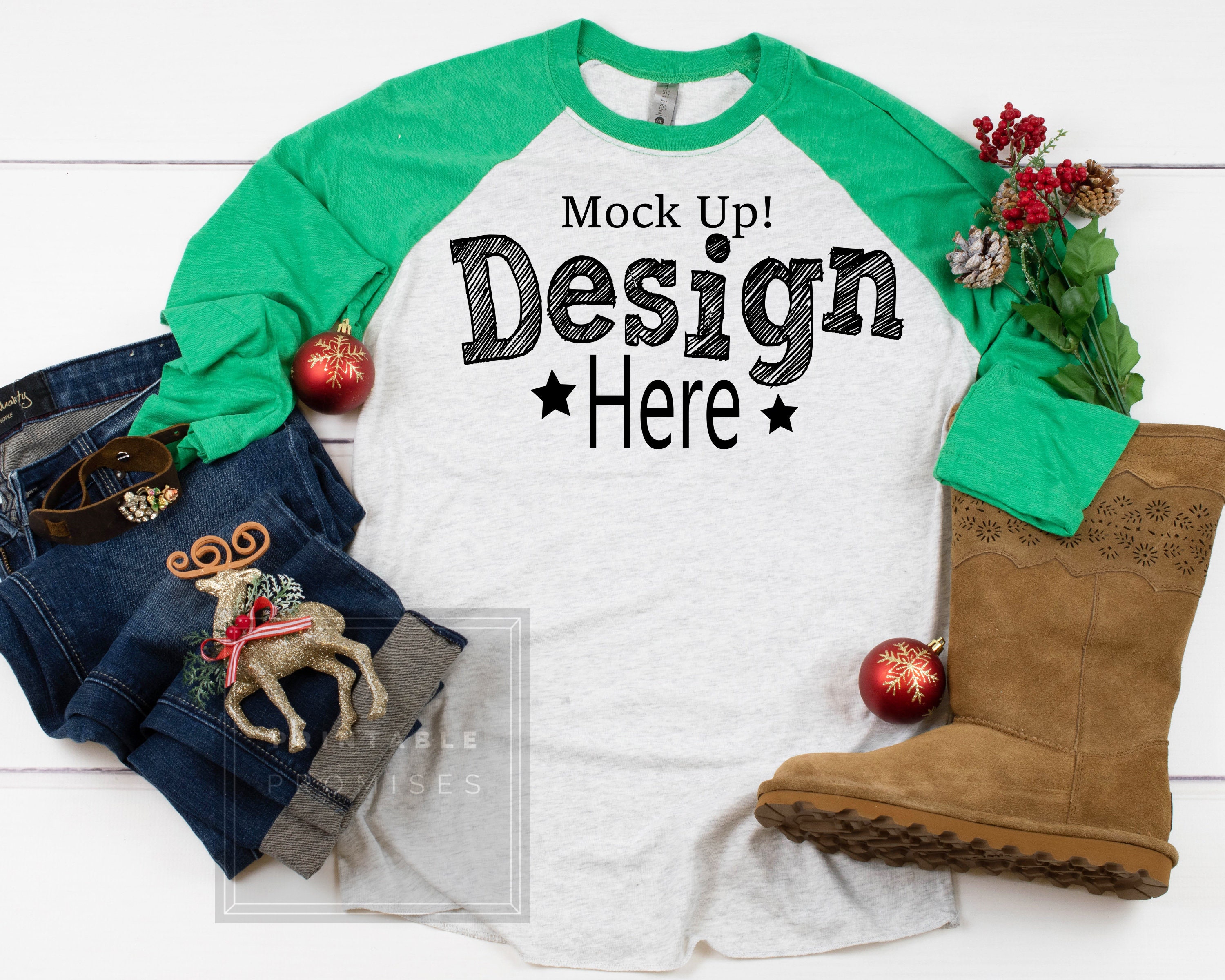 Download Christmas Mockup Raglan T-shirt Mockup Next Level 6051 Envy | Etsy