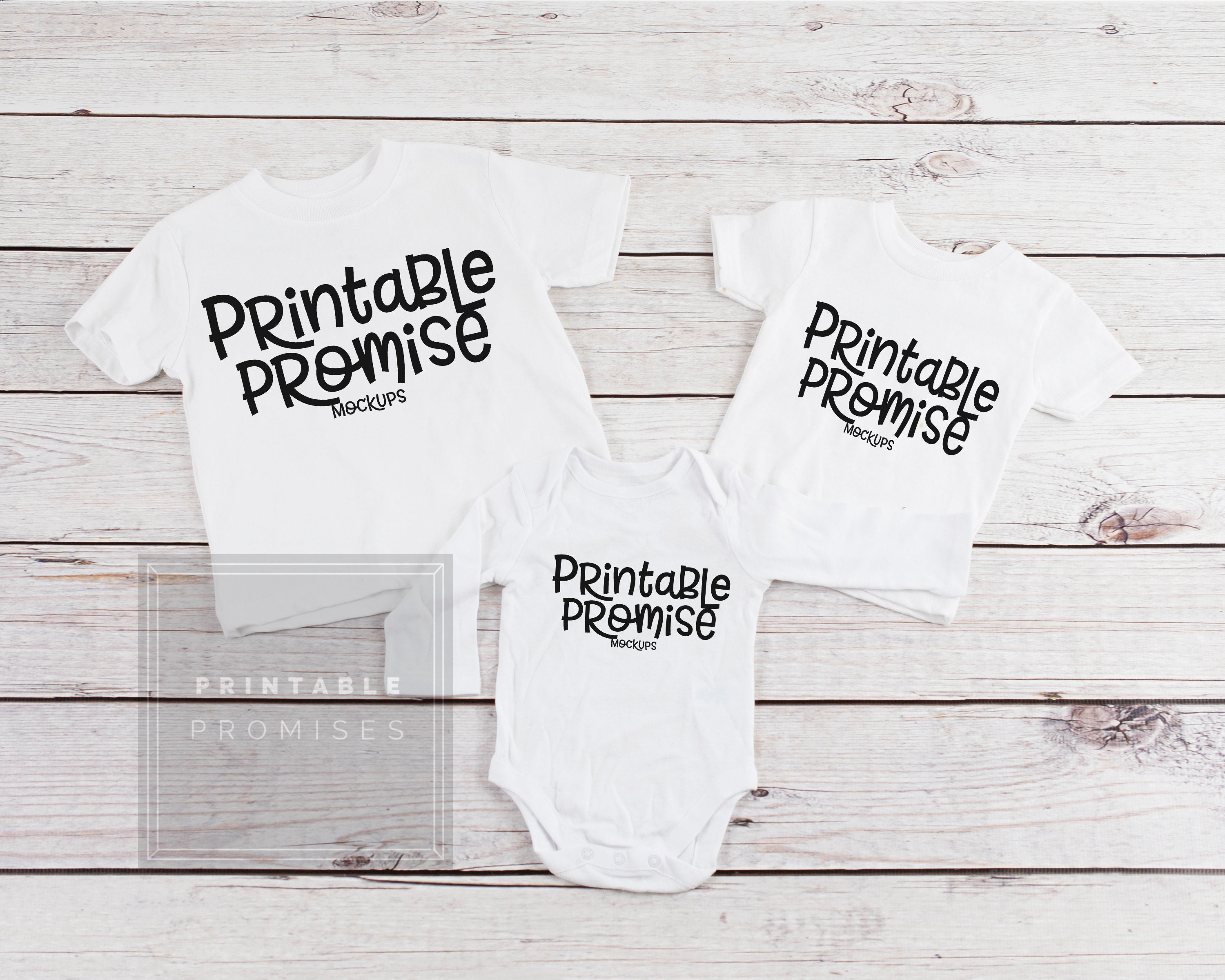 Youth Todder Infant White Blank Shirt Mockup Sibling Mockup Etsy