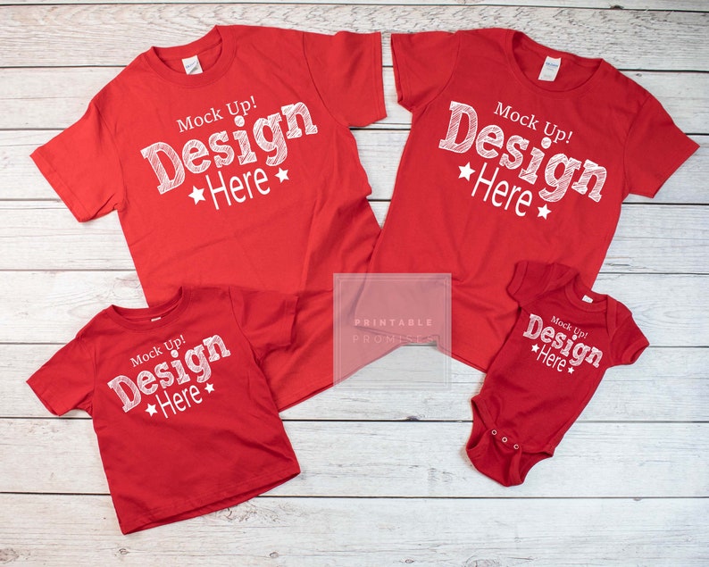 Download Family Shirt Mock ups Matching Family Blank Red Shirt T ...
