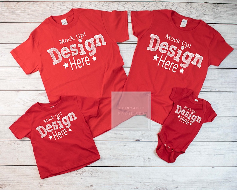 Download Family Shirt Mock ups Matching Family Blank Red Shirt T ...