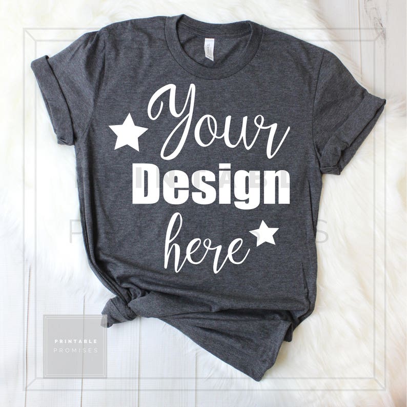 Download Bella Canvas Unisex Mock Up Shirt Dark Grey Heather TShirt ...