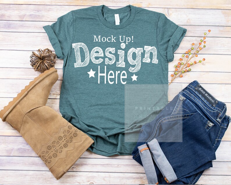 Download Bella Canvas Unisex 3001 Heather Forest Fall T Shirt Mock ...