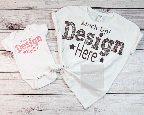 Adult Baby White T Shirt Mock Up Family White Shirt T Shirt Etsy