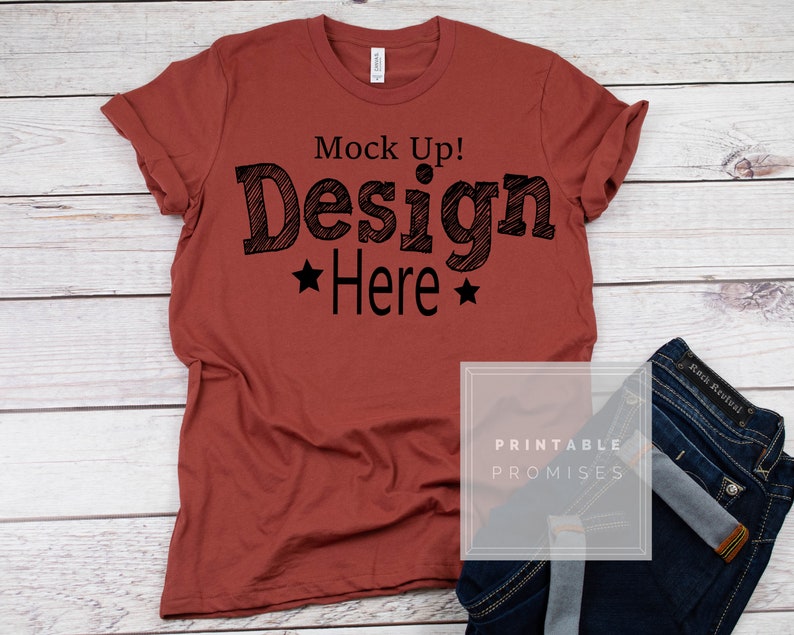 Download Bella Canvas Unisex 3001 Rust Shirt Mockup Bella Canvas ...