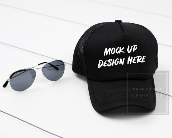 Download Black Foam Trucker Hat Mockup Mock Up Baseball Hat Blank ...