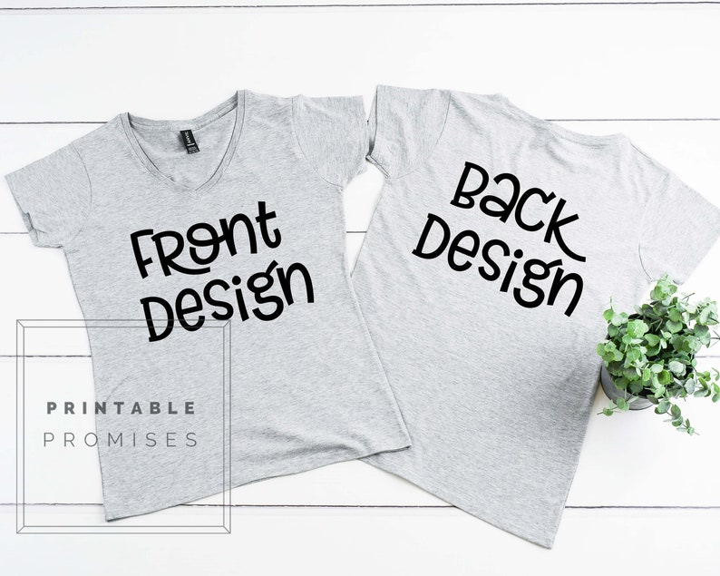 Download Anvil 380VL Heather Grey Front Back Shirt Mock Up Shirt ...