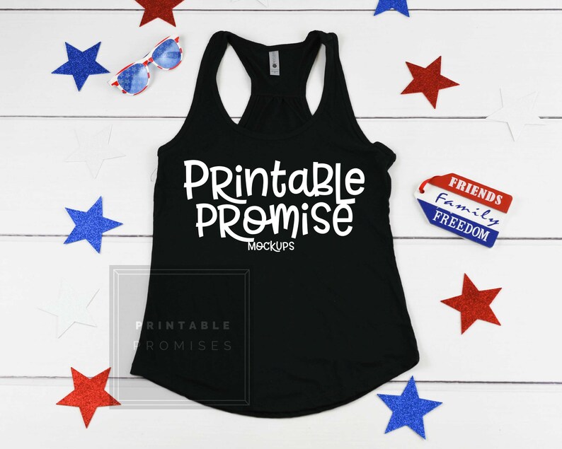 Download Patriotic Shirt Mockup Next Level 6338 Black Tank Top Mock Up | Etsy