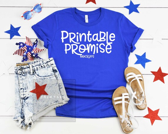 Bella Canvas 3001 True Royal T Shirt 4th Of July Mockup Shirt Etsy