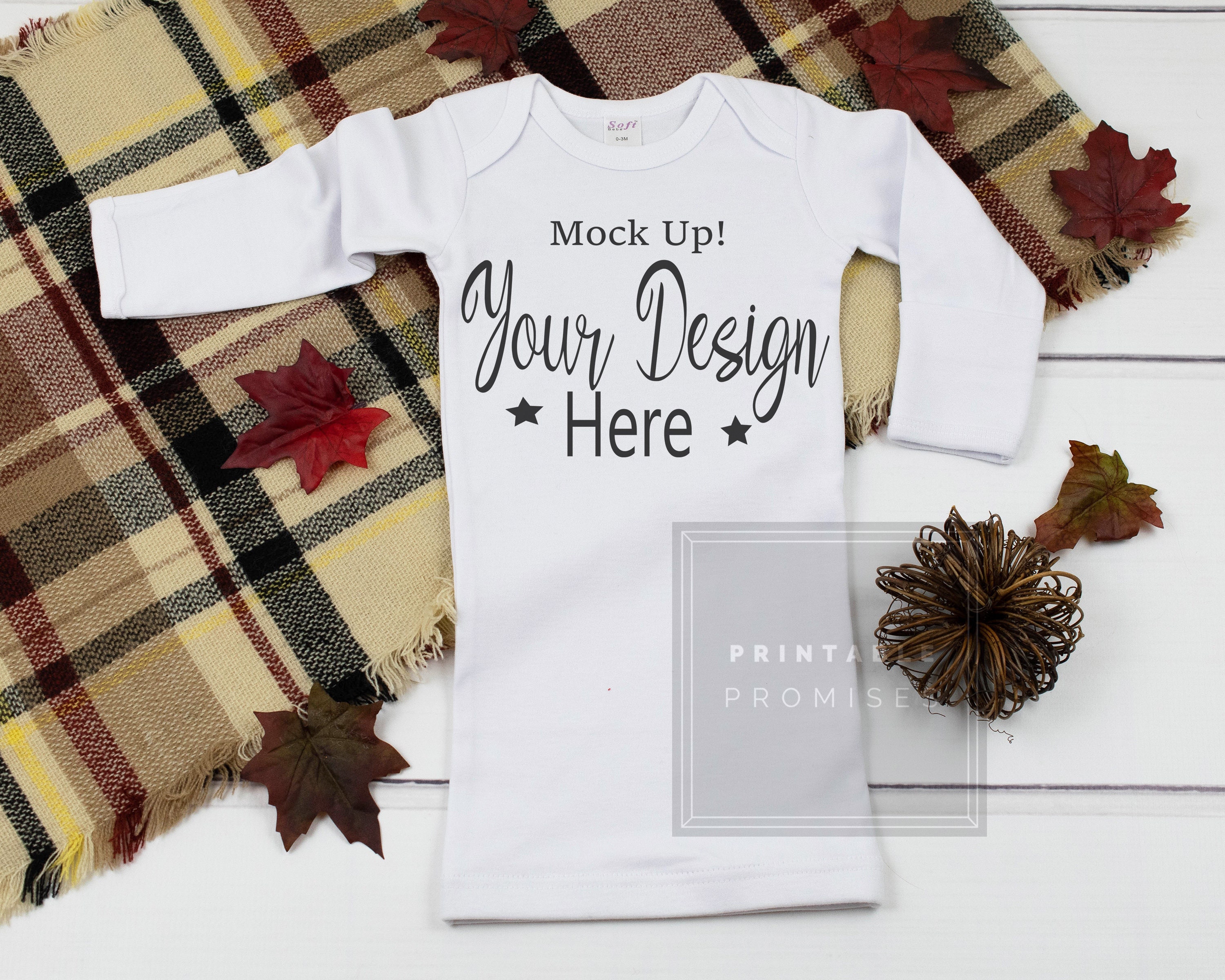 Newborn Gown Mockup Apparel Display White Newborn Gown Flat Etsy