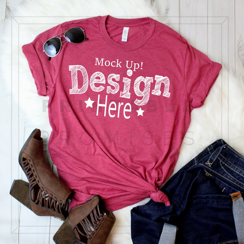 Download Bella Canvas Unisex T Shirt Mockup Heather Raspberry Shirt ...