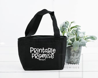 Schwarze Lunch Box Mockup, Stoff Kühltasche (Instant Download)