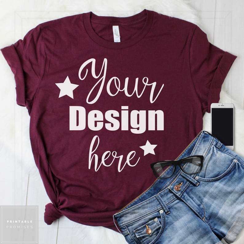 Download Bella Canvas Unisex T Shirt Mockup Maroon Shirt Apparel ...