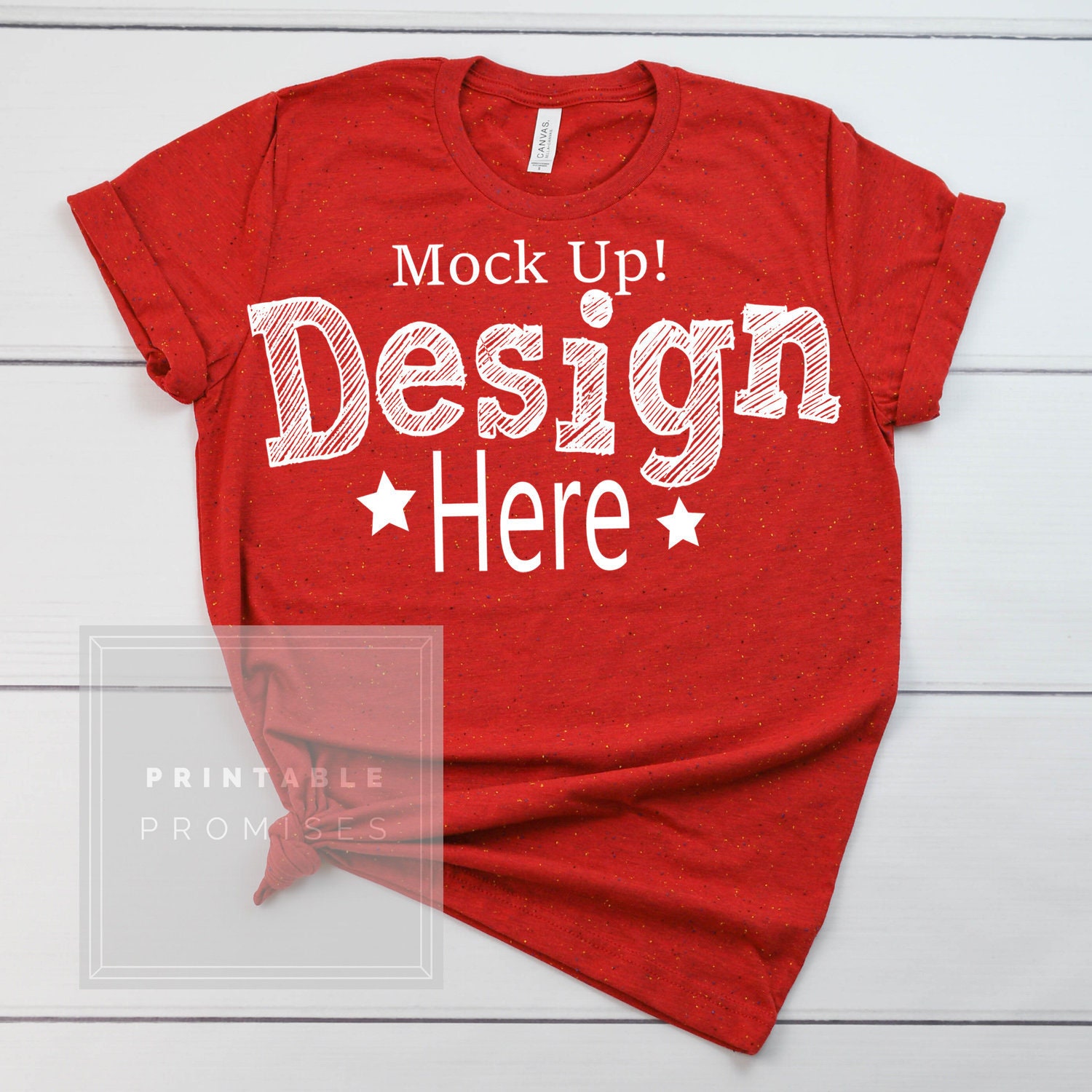 Download Bella Canvas 3650 Red Speckled T Shirt Mockup Red Shirt Mock Etsy