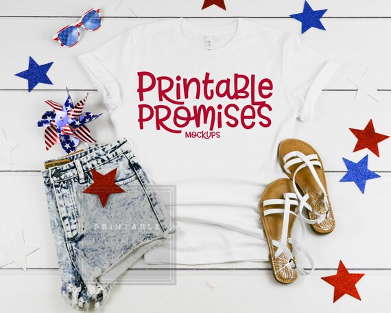Bella Canvas 3001 White T Shirt 4th Of July Mockup Shirt Etsy