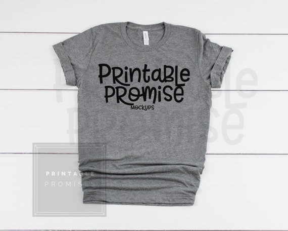 Bella Canvas 3413 Grey Triblend T Shirt Mock Up Short Sleeve Etsy