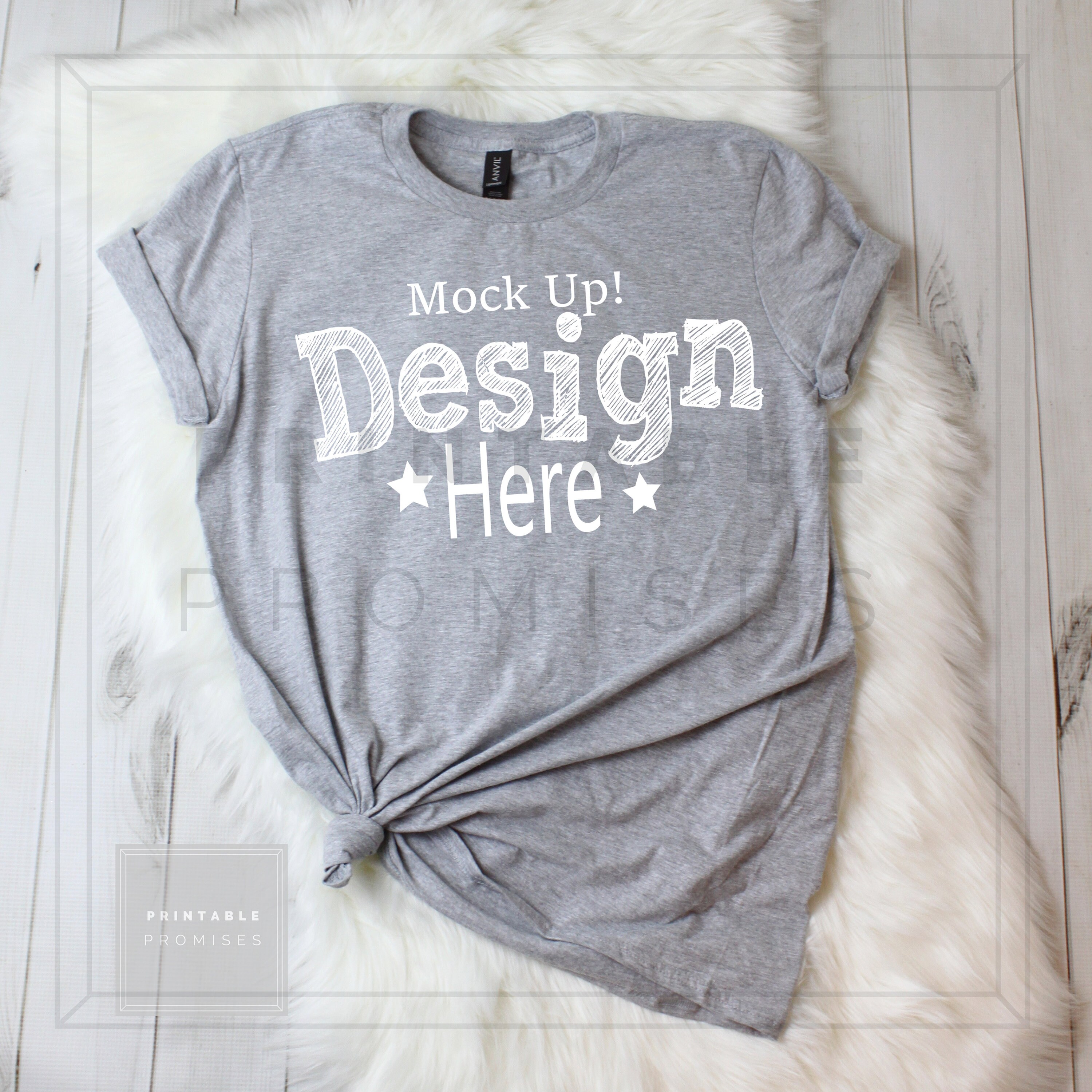 Download Anvil T Shirt Mock Up Heather Grey Mock Up Shirt Anvil 980 Etsy