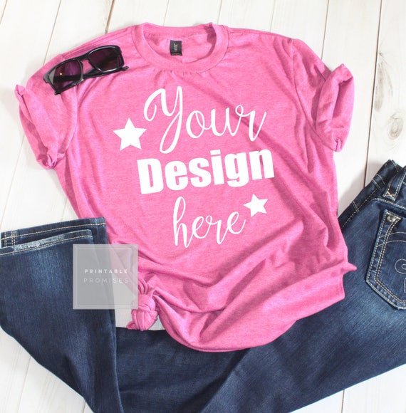 Download Pink T Shirt MockUp Anvil Heather Raspbery 980 Mock Up ...