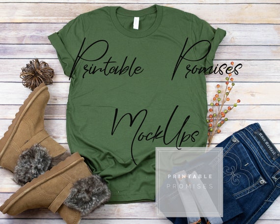 Bella Canvas Unisex 3001 Olive Fall T Shirt Mock Up Fall Etsy