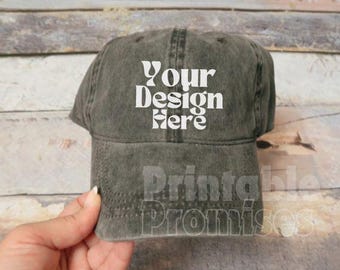 Schwarz Grauer Hut Mockup | Baseball Cap Mockup (Instant Download)