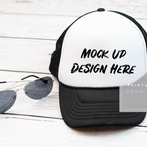 Trucker Hat Mock-up, Mock Up Baseball Hat, Blank White Hat Cap Mockup, JPG Digital Download, Mens Hat Mockup, Black Trucker Hat Photo,
