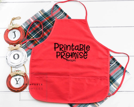 Christmas Red Apron Mock Up Christmas Mockup Blank Apron Mock Etsy