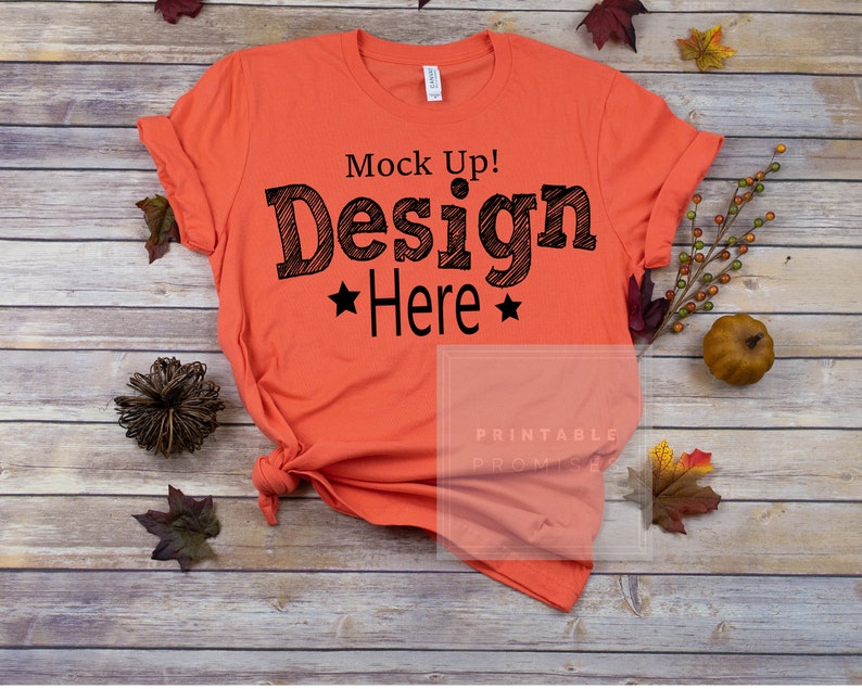 Bella Canvas Unisex 3001 Coral T Shirt Mock Up Fall Shirt Etsy