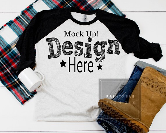Next Level 6051 Black Raglan Mockup Baseball T Shirt Mock Up Etsy