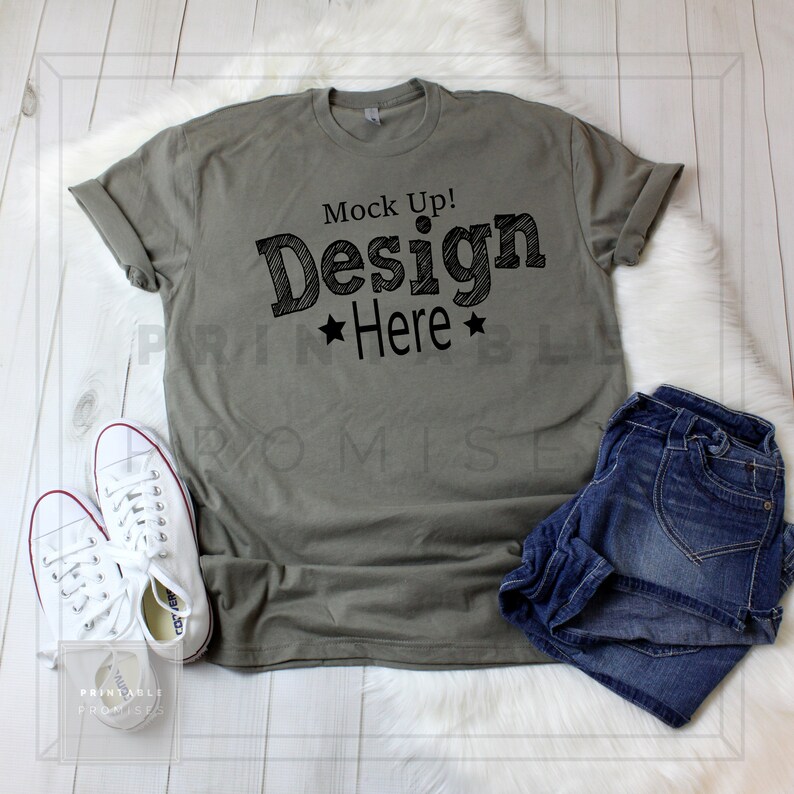 T Shirt MockUp Flat Lay Mockup Mockup Shirts Mock Up Next Level Warm Gray T-shirt Mockup TShirt Mockup Outfit MockUp