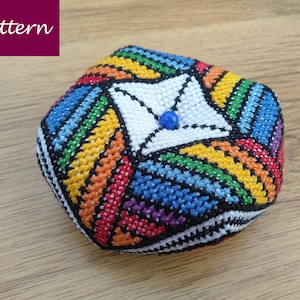 Rainbow Biscornu – Colorful Cross Stitch Pattern – Pin Cushion Xstitch Chart – DIY