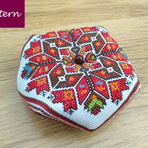Folk Biscornu – Cross Stitch Pattern – Pincushion – Colorful Xstitch Chart