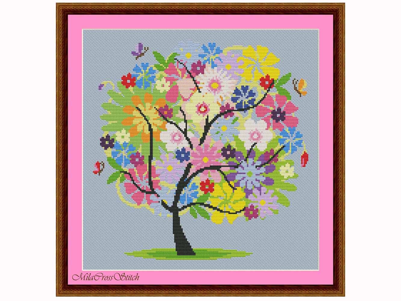 Summer Tree Cross Stitch Pattern. 4 Seasons, Nature Xstitch Chart - Etsy