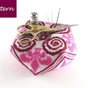 Biscornu Cross Stitch Pattern – Pincushion DIY Xstitch – Counted Modern Hand Embroidery Chart – Pin & Needle Holder