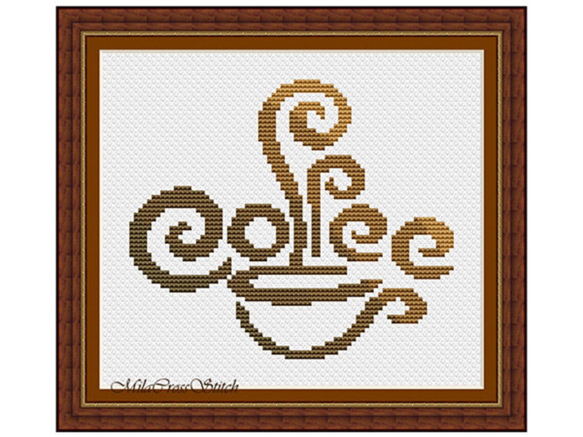Coffee Cup Cross Stitch Pattern DIY Kitchen Decor Coffee Etsy