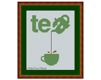 Tea Cup Cross Stitch Pattern: Kitchen DIY Decor (PDF Pattern)