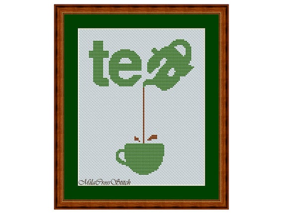 Tea Cup Cross Stitch Pattern: Kitchen DIY Decor (PDF Pattern)