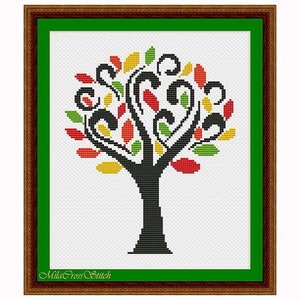 Baum Kreuzstich Muster PDF – Moderne einfache Xstitch Chart – Zählbild – Bunte Wandkunst – Baum Kreuzstich – Digitales Design
