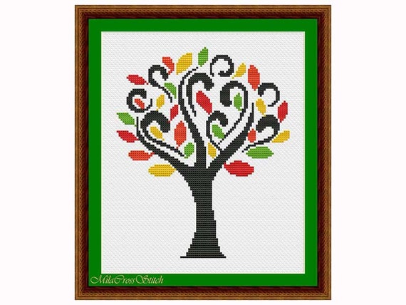 Tree Cross Stitch Pattern PDF Modern Easy Xstitch Chart | Etsy